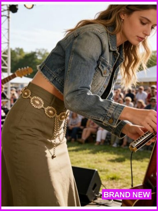 Western Metal Concho Belt Chain Belt for Women Cowgirl Country Concert Outfit main image 5